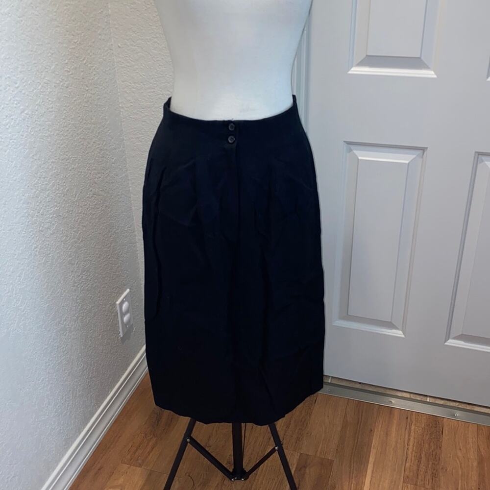 Christian Dior Black Midi Pleated Skirt w/ Pockets EUC Sz 10 Vintage Designer